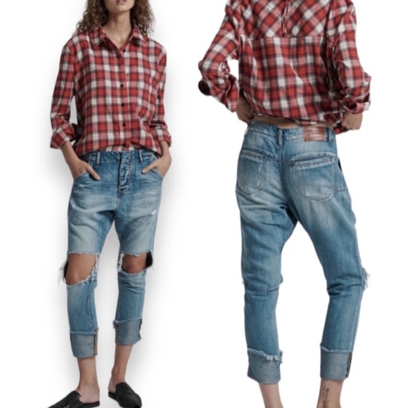 NWT One X One Teaspoon Blue Jane Cavalries Tapered Relaxed Barrel Jeans Size 27 - Picture 1 of 16